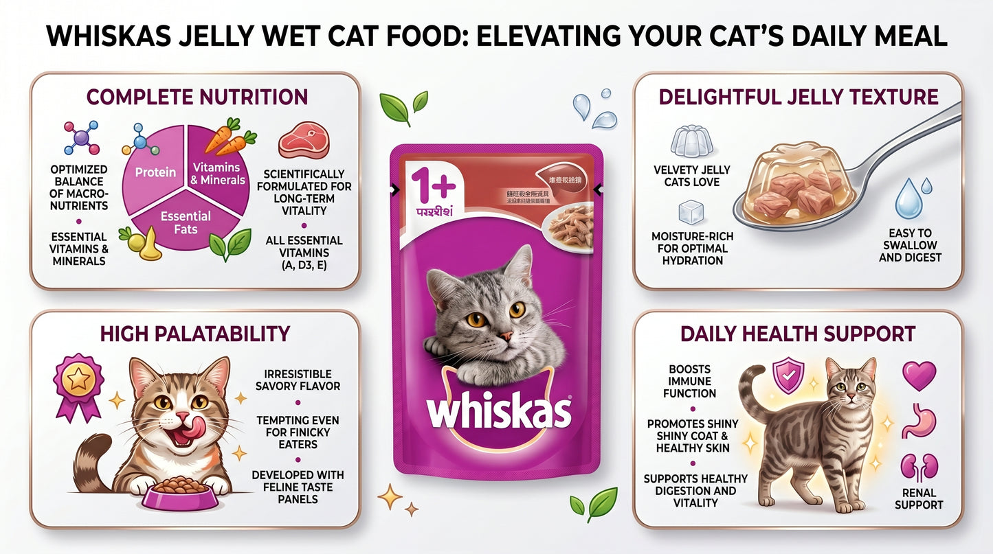 Whiskas Jelly Wet Cat Food - Complete & Balanced Nutrition for Adult Cats RizFrazWorld