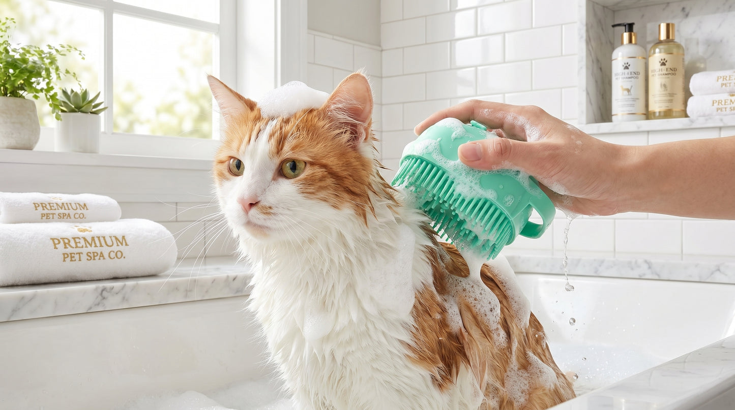 Silicone Massage Bath Brush for Pets - Soft Grooming & Bath Brush for Cats & Dogs RizFrazWorld