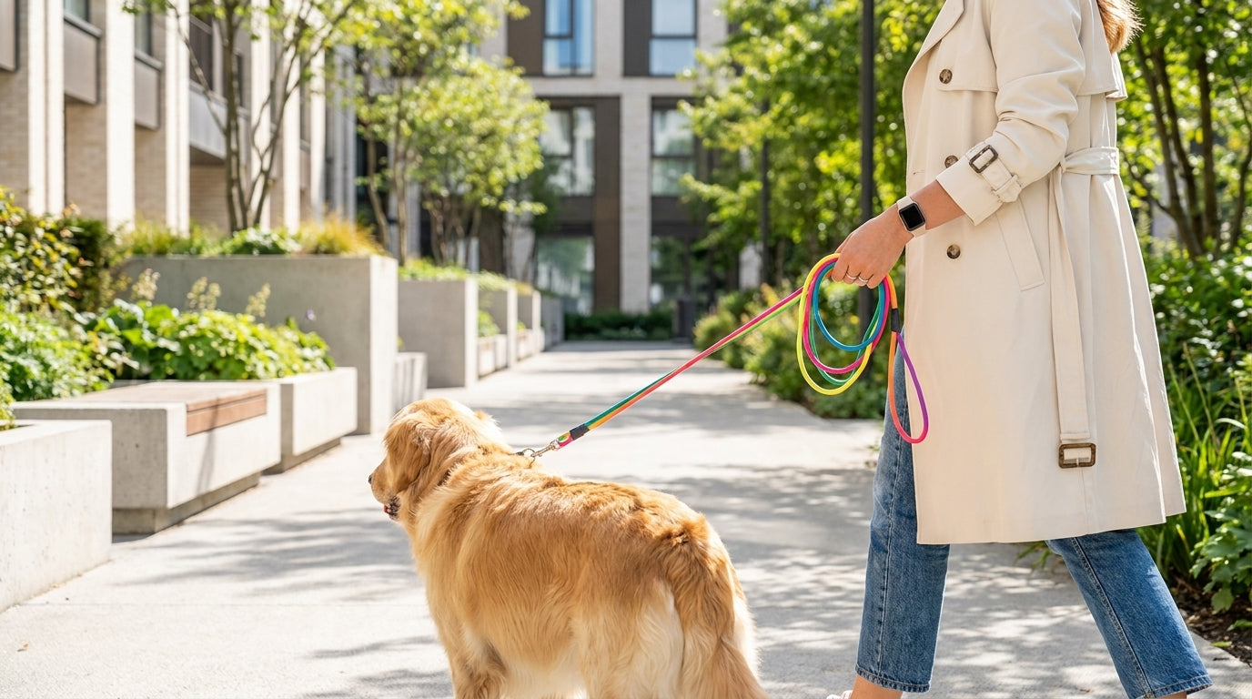 Rainbow Rope Leash with Training Collar 8mm for Dogs – Strong, Colorful & Control Leash RizFraz World