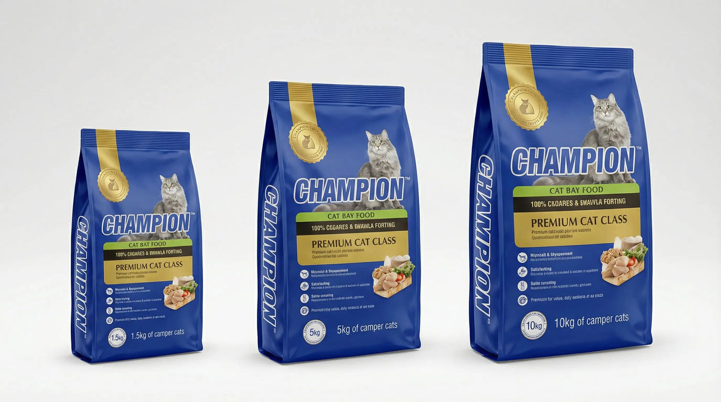 Champion Cat Food All Life Stages – Complete Nutrition for Kittens & Adult Cats (500g / 1.5kg / 5kg / 10kg) RizFraz World