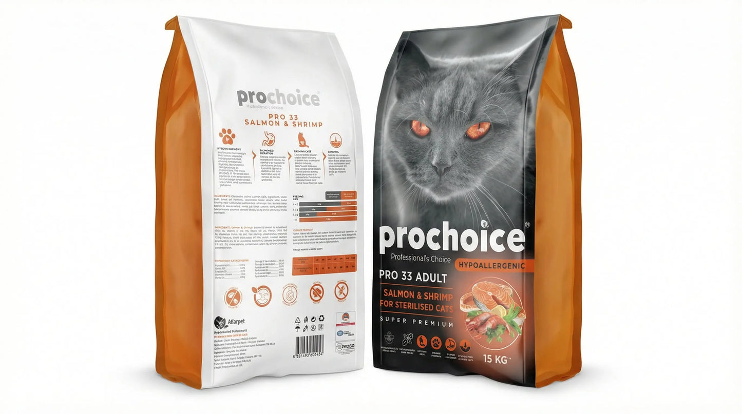 PRO CHOICE Sterilised Cat Food – Salmon & Shrimp | Balanced Dry Nutrition (2kg / 15kg) RizFrazWorld