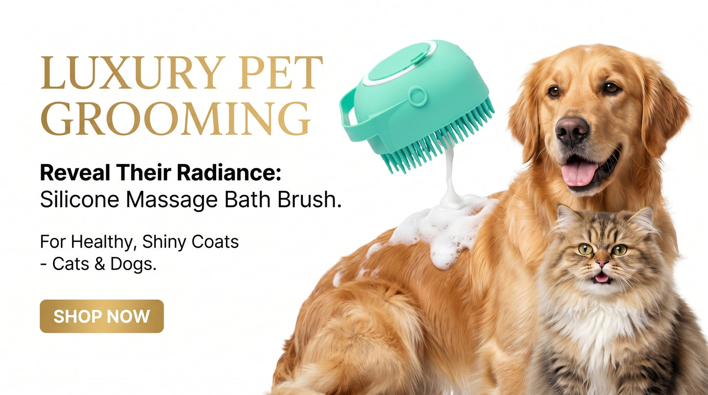 Silicone Massage Bath Brush for Pets - Soft Grooming & Bath Brush for Cats & Dogs RizFrazWorld