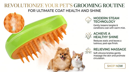 Steam Grooming Brush for Cats & Dogs - Pet Deshedding & Massage Steam Brush RizFrazWorld