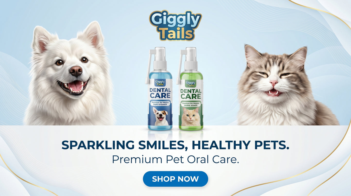Giggly Tails Dental Spray for Cats & Dogs - Pet Oral Care & Breath Freshener