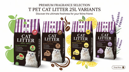 T Pet Cat Litter 25L - Apple, Coffee, Lemon & Lavender Cat Litter RizFraz World