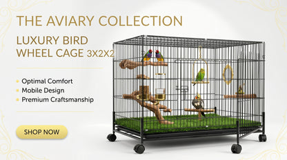 Bird Wheel Cage 3x2x2 - Large Portable Bird Cage with Wheels RizFraz World