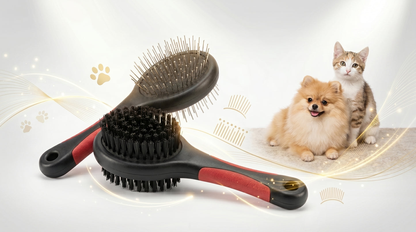 Double Side Pet Brush - Dual-Sided Grooming Brush for Cats & Dogs RizFraz World
