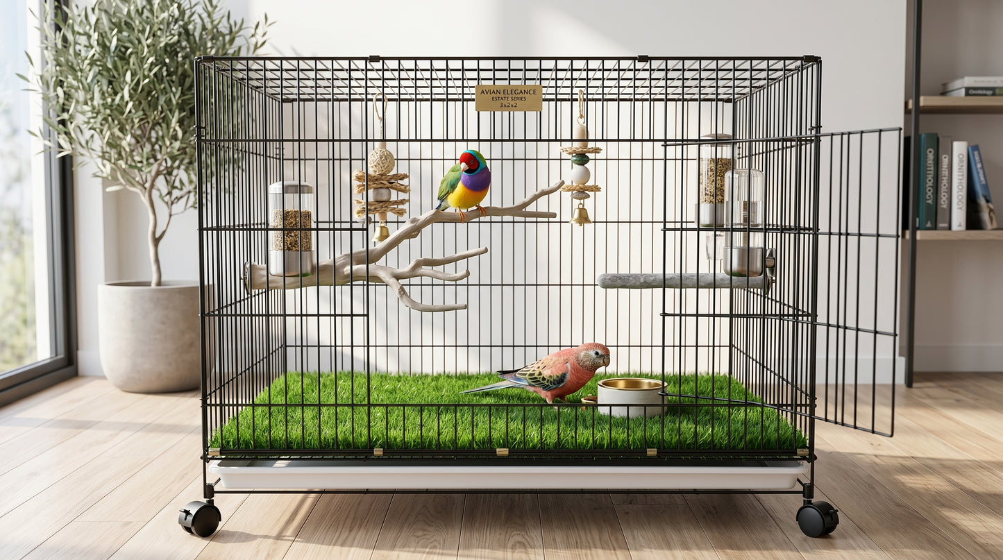 Bird Wheel Cage 3x2x2 - Large Portable Bird Cage with Wheels RizFraz World