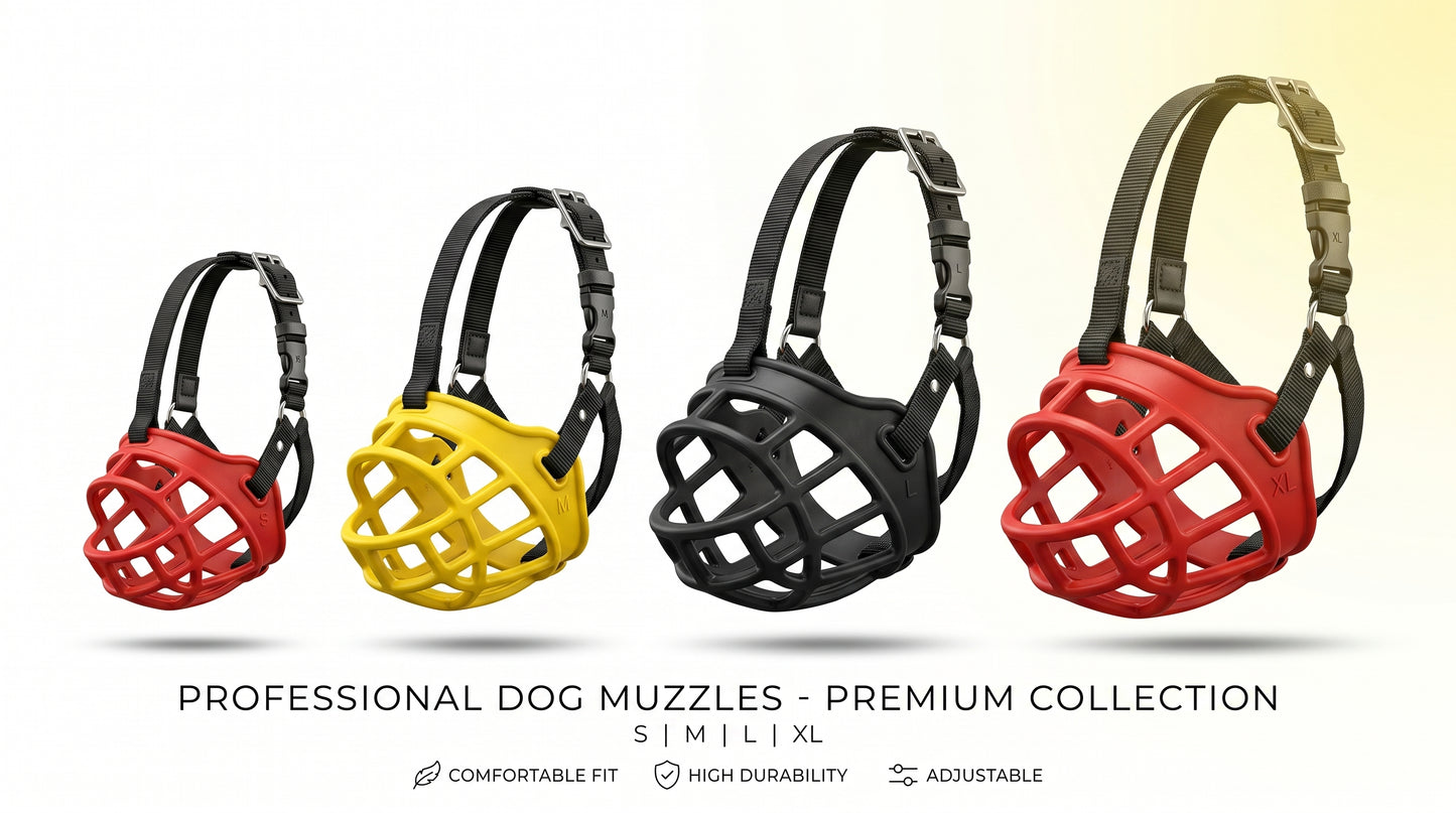 Rubber Dog Muzzle S, M, L & XL - Comfortable Pet Safety Muzzle RizFraz World