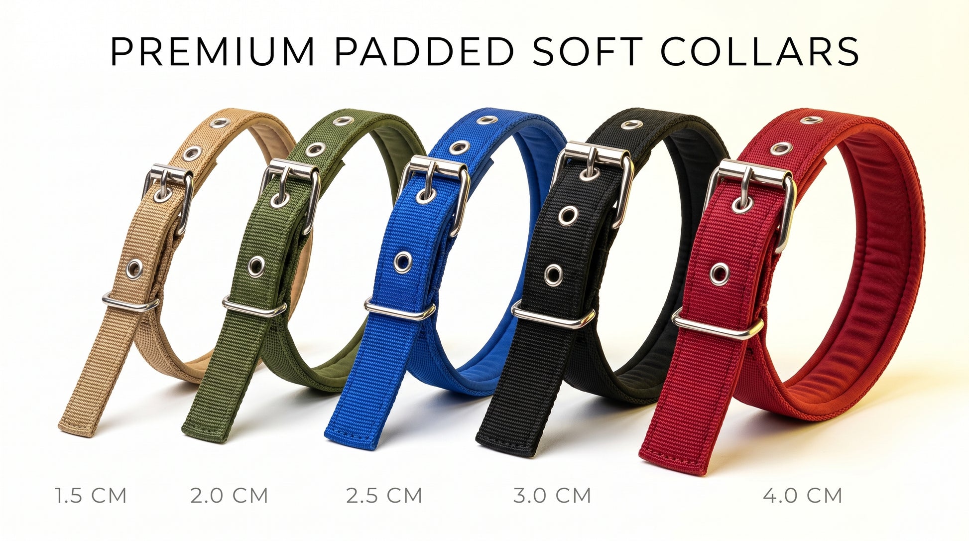 Soft Dog Collar 1.5cm, 2cm, 2.5cm, 3cm & 4cm - Comfortable Adjustable Pet Collar RizFrazWorld