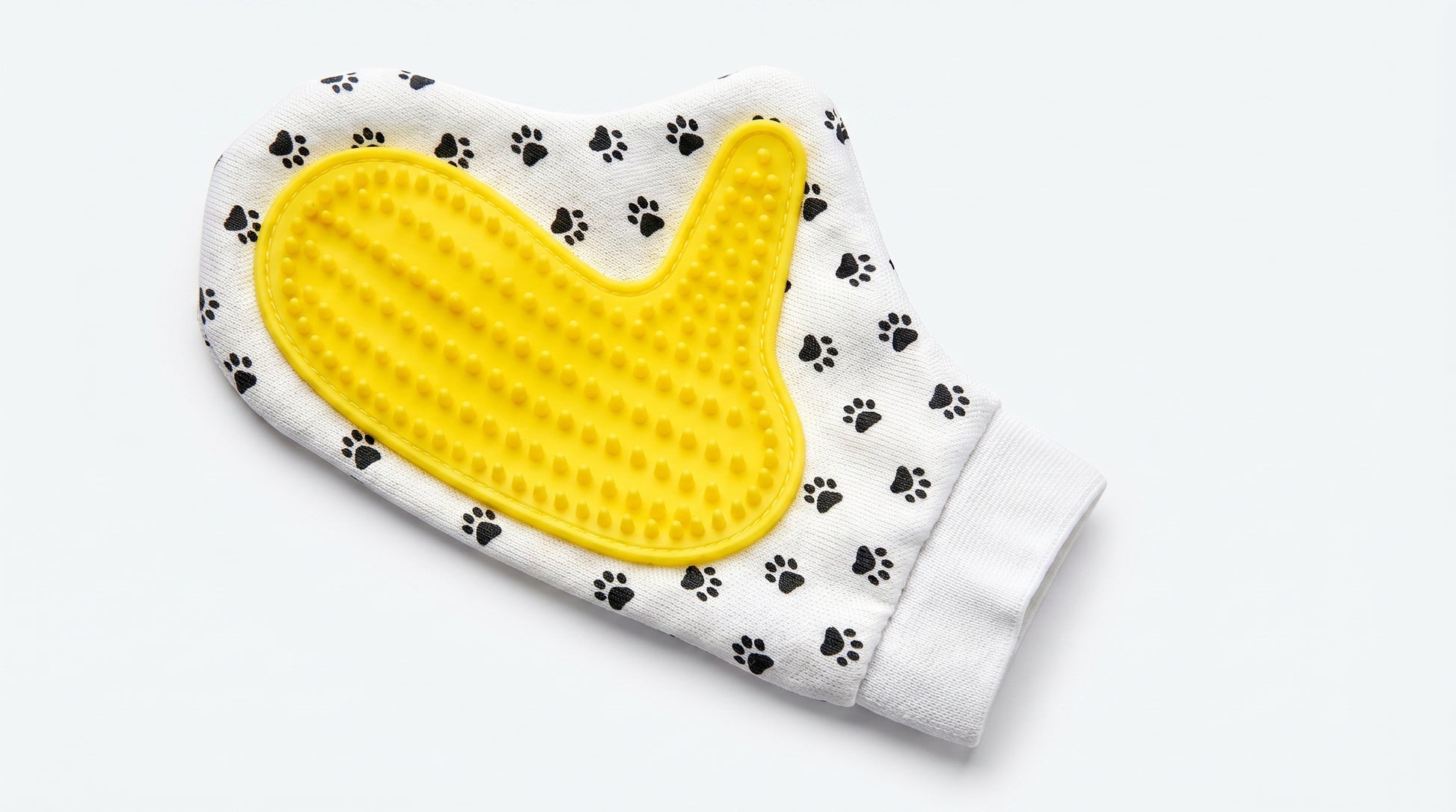 Pet Grooming Glove Yellow & White - Deshedding Hair Removal Glove for Cats & Dogs RizFrazWorld