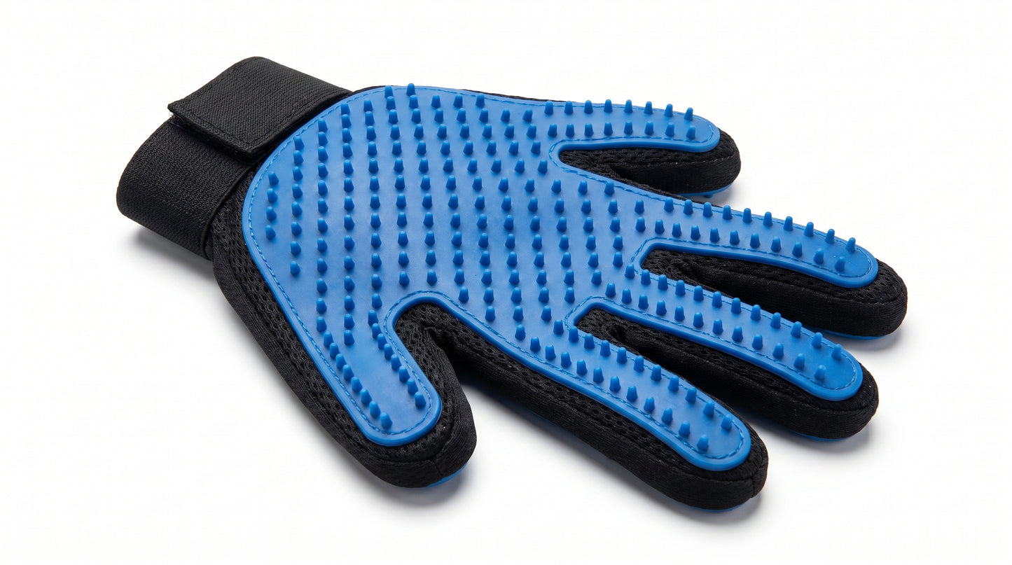 Blue Pet Grooming Glove - Deshedding Hair Removal Grooming Glove for Cats & Dogs RizFrazWorld