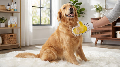 Pet Grooming Glove Yellow & White - Deshedding Hair Removal Glove for Cats & Dogs RizFrazWorld