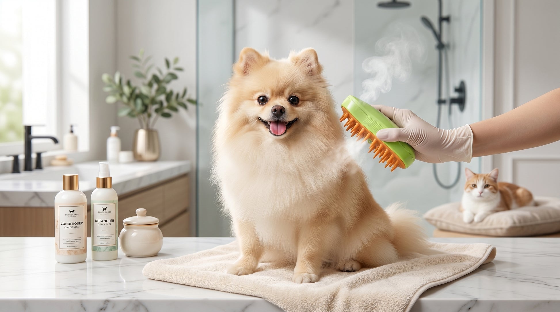 Steam Grooming Brush for Cats & Dogs - Pet Deshedding & Massage Steam Brush RizFrazWorld