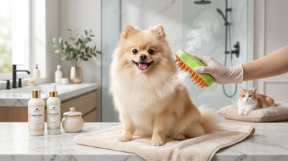 Steam Grooming Brush for Cats & Dogs - Pet Deshedding & Massage Steam Brush RizFrazWorld