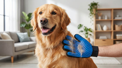 Blue Pet Grooming Glove - Deshedding Hair Removal Grooming Glove for Cats & Dogs RizFrazWorld