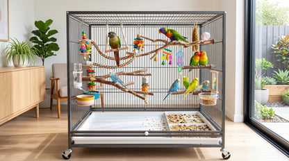 Bird Wheel Cage 3x2x2 - Large Portable Bird Cage with Wheels RizFraz World