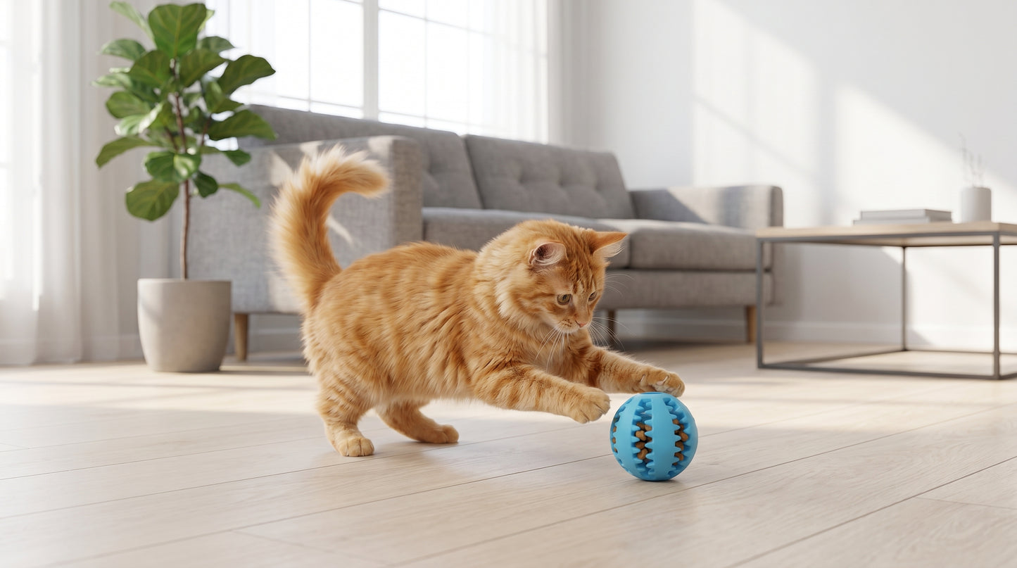 Treat Ball Teather S/M - Interactive Pet Toy for Cats & Dogs RizFrazWorld