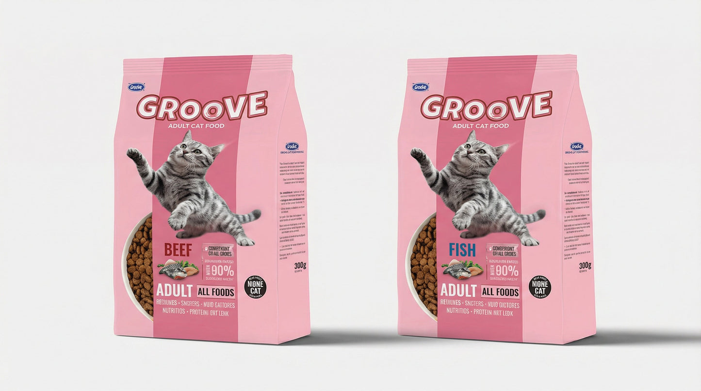 Groove Adult Cat Food 1.2KG – Beef or Fish Recipe for Healthy Digestion & Daily Energy RizFraz World