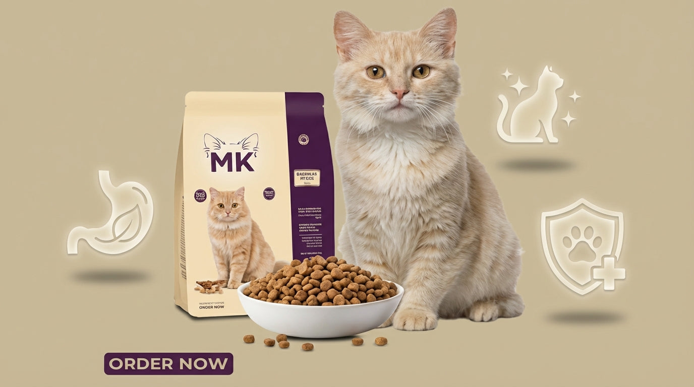 MK Cat Food Complete Nutrition for Adult Cats – Healthy Digestion & Shiny Coat (500g / 1kg) RizFraz World