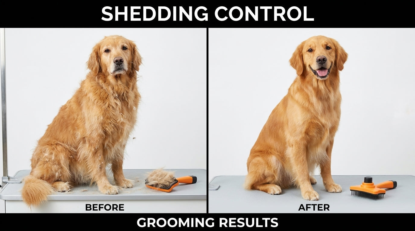 Simple Push Brush for Cats & Dogs – Easy Hair Removal Grooming Brush for Pets RizFraz World