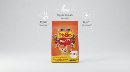 Purina Friskies Meaty Delights Adult Cat Food – High Protein Nutrition for Strong Muscles & Energy (400g / 1kg / 2.5kg) RizFrazWorld