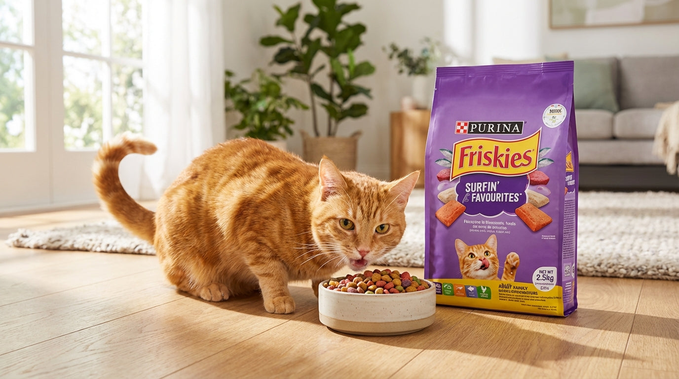 Purina Friskies Surfin’ Favourites Adult Cat Food – Ocean Fish Flavors for Strong Muscles & Healthy Coat (400g / 1kg / 2.5kg) RizFraz World