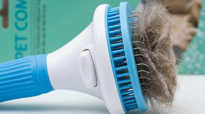Oval Push Button Pet Grooming Brush for Cats & Dogs – Easy Hair Removal & Shedding Control RizFraz World