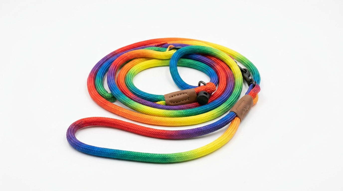 Rainbow Rope Leash with Training Collar 8mm for Dogs – Strong, Colorful & Control Leash RizFraz World