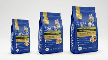 Champion Cat Food All Life Stages – Complete Nutrition for Kittens & Adult Cats (500g / 1.5kg / 5kg / 10kg) RizFraz World