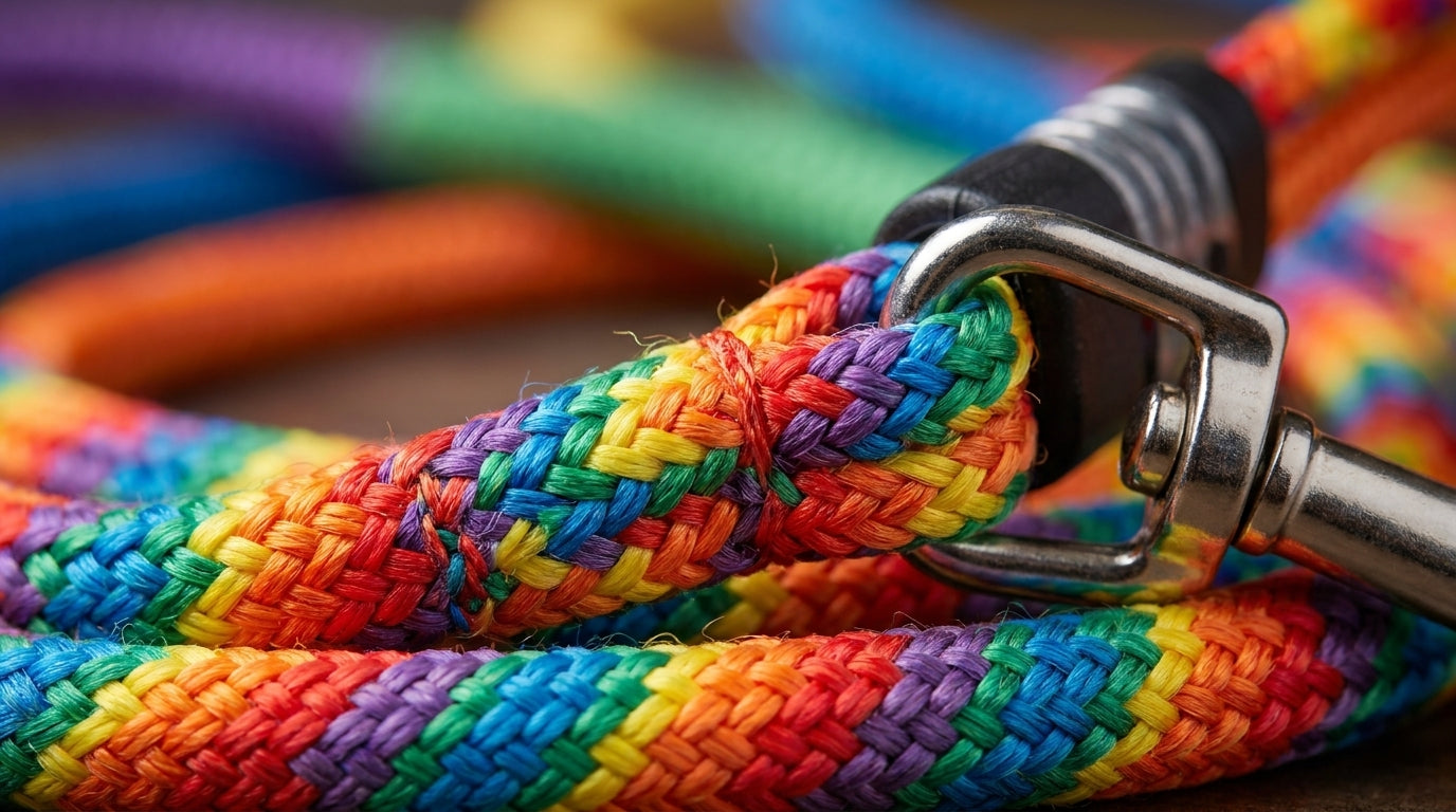 Rainbow Rope Leash with Training Collar 8mm for Dogs – Strong, Colorful & Control Leash RizFraz World
