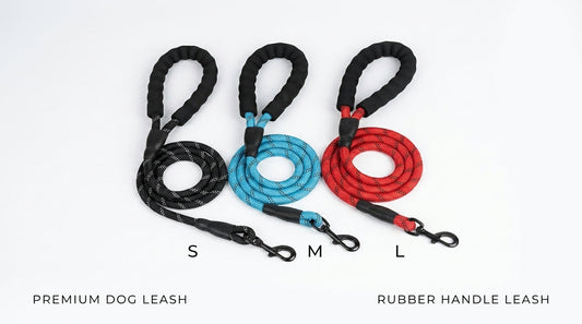 Imported Round Rope Leash with Rubber Handle for Dogs (S, M, L) – Strong, Comfortable & Durable RizFraz World