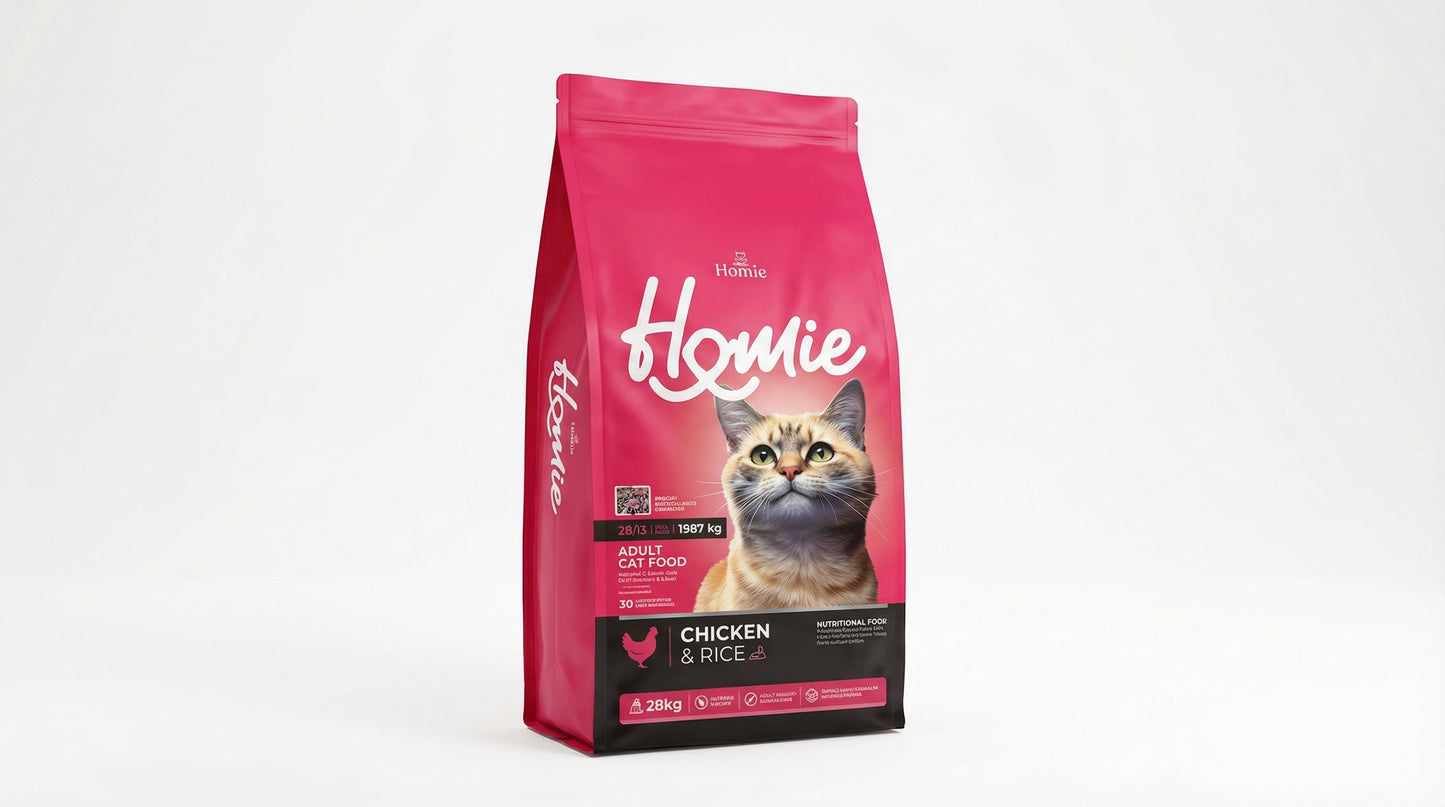 Homie Adult Cat Food 28/13 – High Protein Nutrition for Active Adult Cats (1.5KG / 2.75KG/15KG) RizFrazWorld