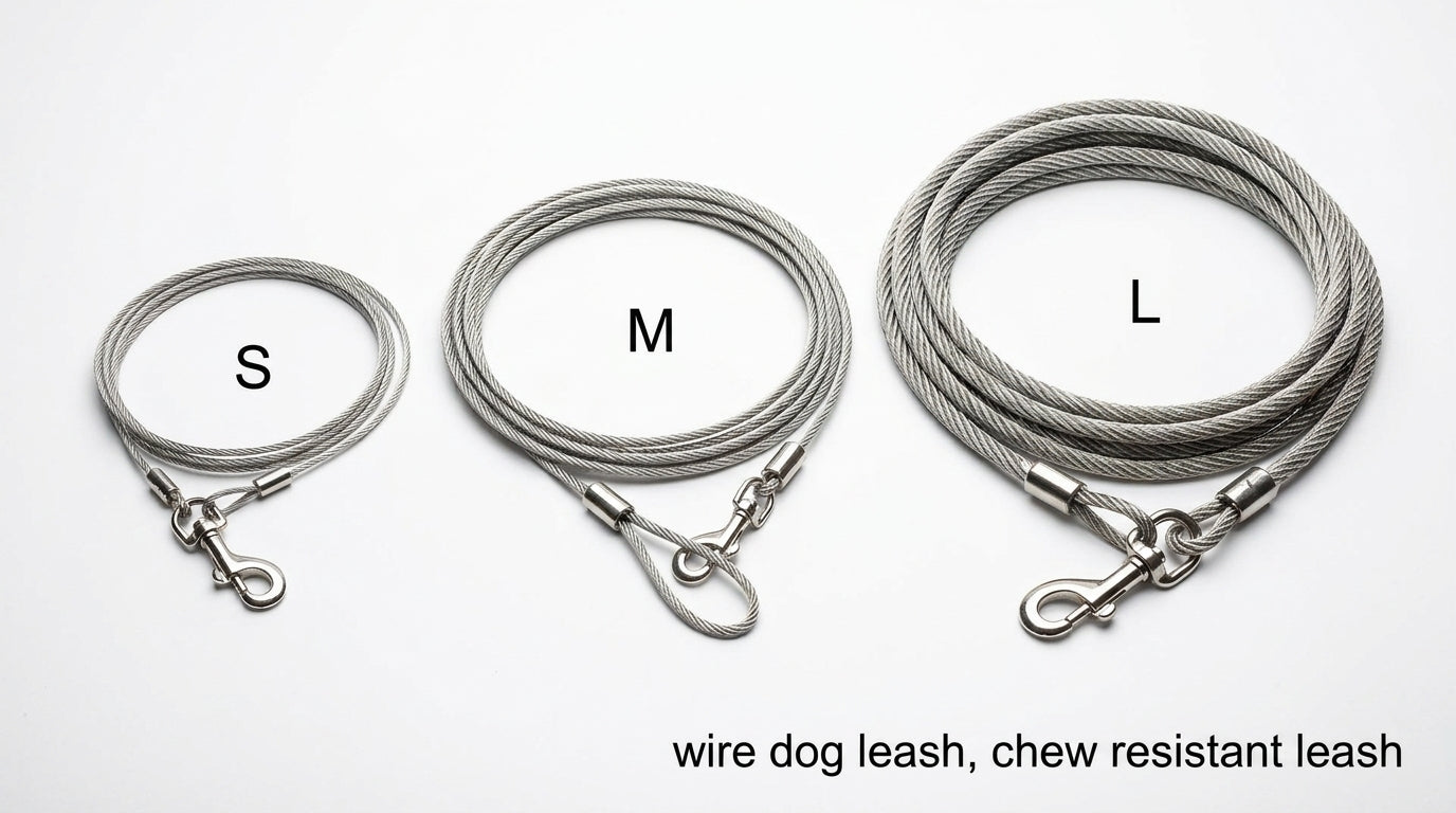 Wire Dog Leash (S, M, L) – Strong & Durable Chew-Resistant Pet Leash for Dogs RizFraz World